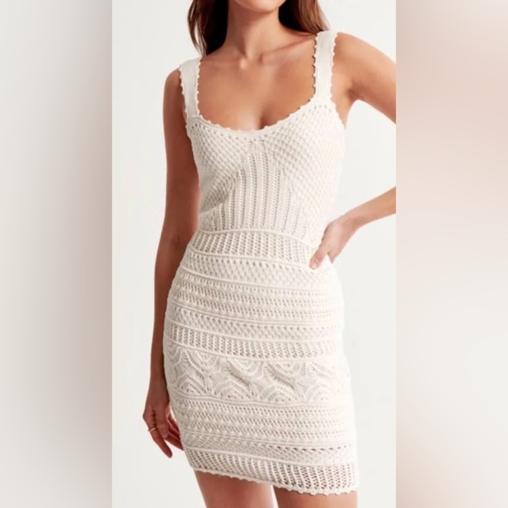 NWT Abercrombie & Fitch Cream Crochet Mini Dress